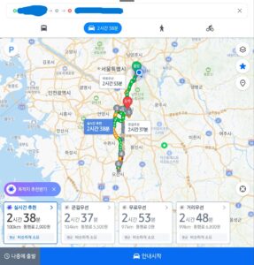 하남에서 분당·운중동·판교·오산을 거쳐 이매동까지 이동한 대리운전 전체 운행 동선 지도