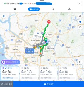 2025년 12월 23일 대리운전 전체 이동 경로 지도