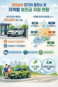 2026년 전기차 충전소 및 지역별 보조금 지원 현황